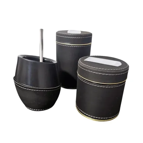 Kit de latas y mate. Eco cuero