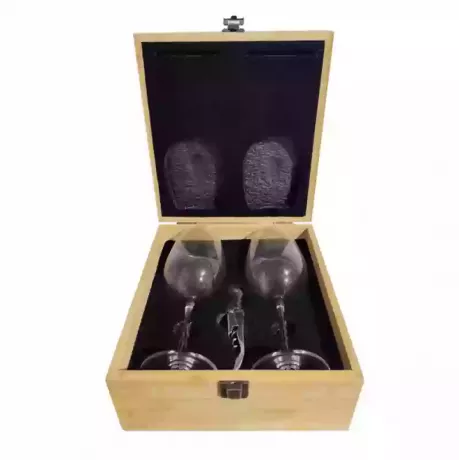 Set de vino 2 copas y destapador en estuche
