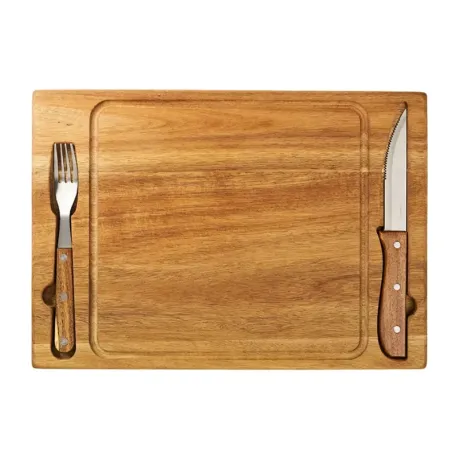 Set de asado calidad. Tabla y cubiertos PÑA