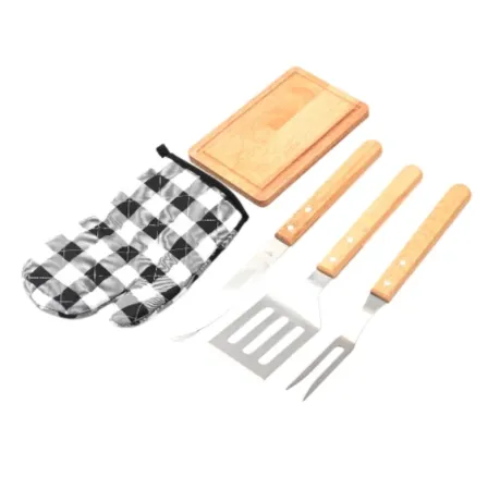 Set de asado 3 piezas con manopla