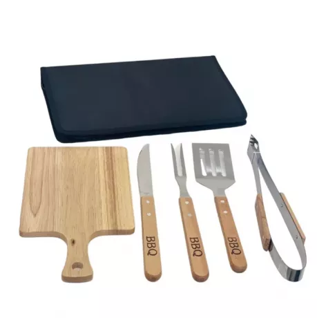 Set de asado 5 piezas + tabla