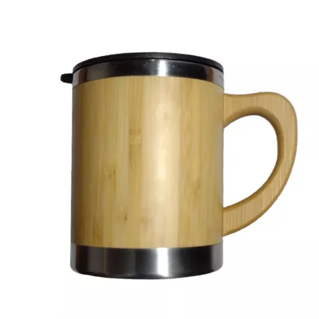 Foto de Jarro Taza 300 cc Térmico Acero Bamboo