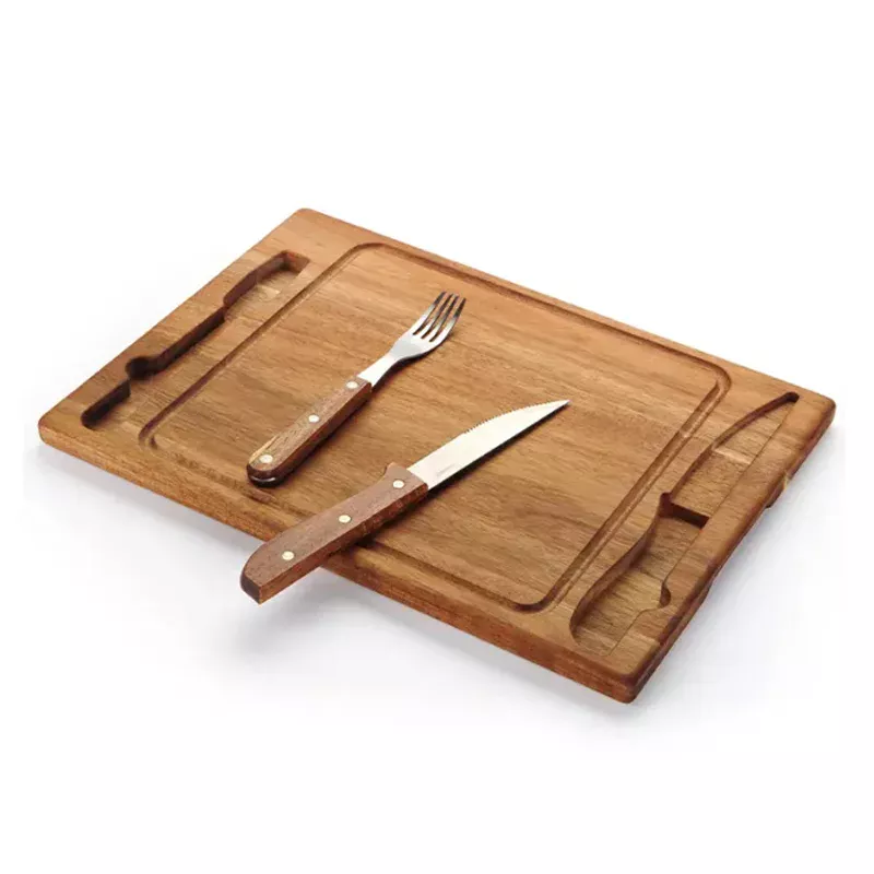 Set de asado calidad. Tabla y cubiertos PÑA