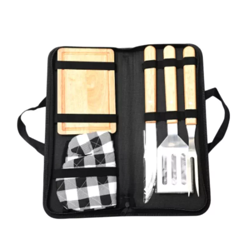 Set de asado 3 piezas con manopla