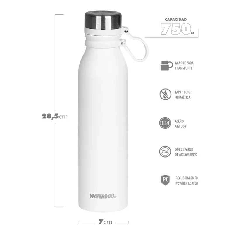 Botella termica Waterdog 750cc. Acero Inoxidable
