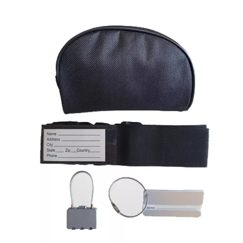 Set de viaje en estuche. Accesorios de seguridad